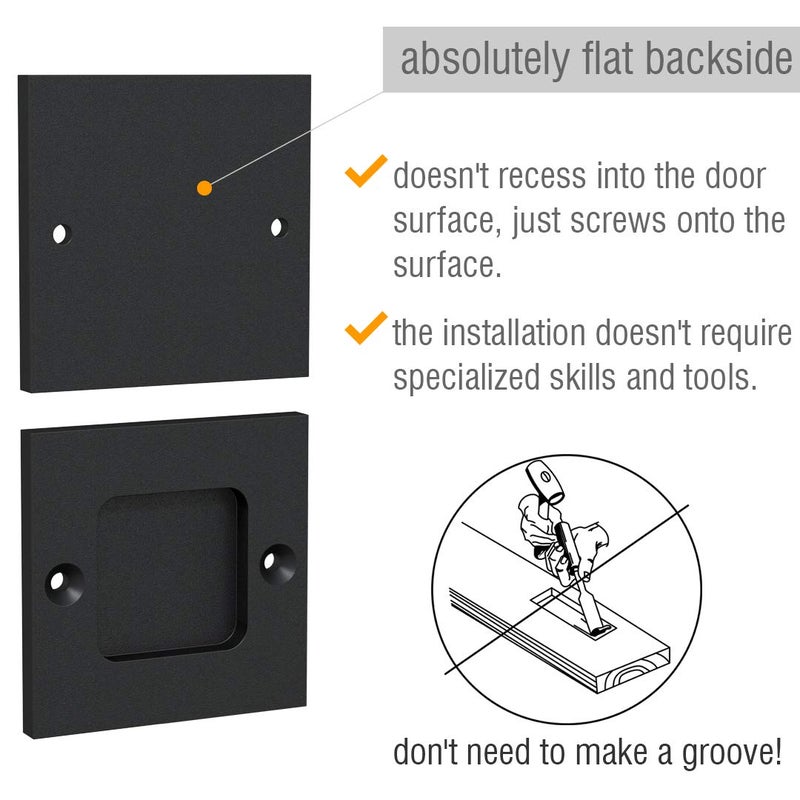 Tibres - Finger Pulls for Closet and Pocket Doors - Round Sliding Door Pulls - Flush Pulls - Matte Black - Set of 2 - Image 2